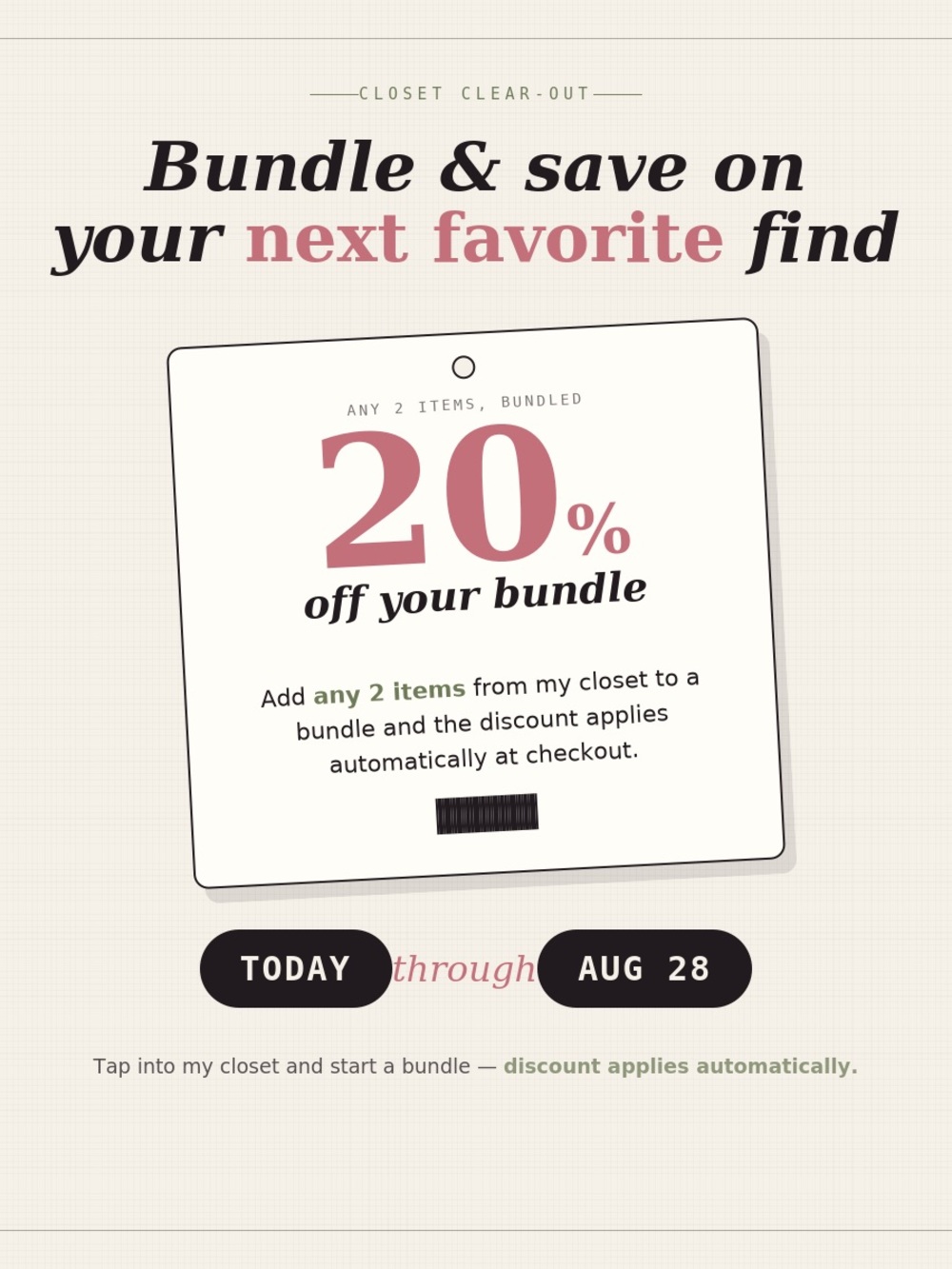 20% off today through Friday only !
